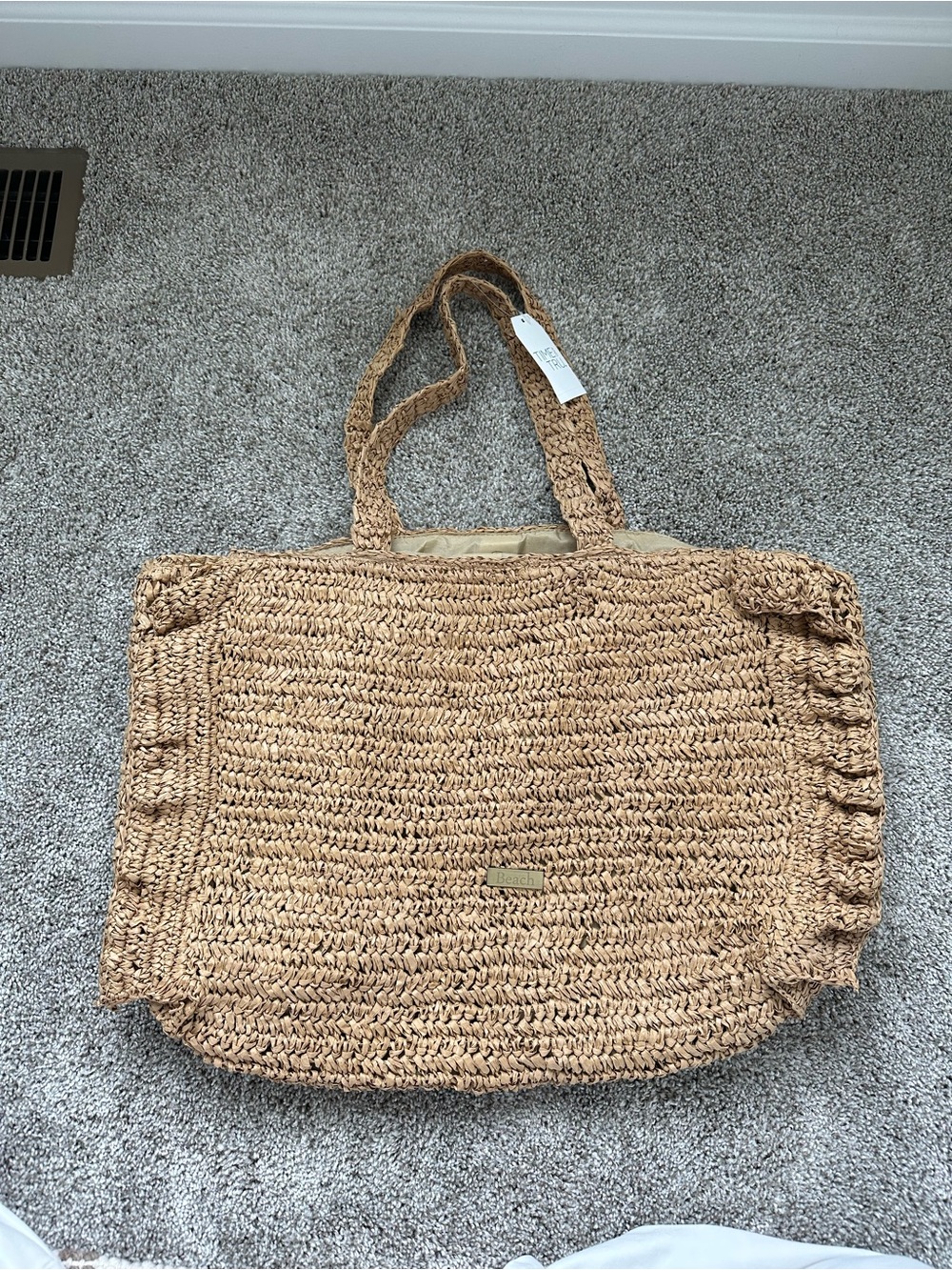 Woven Raffia Tote Bag in Natural Tan